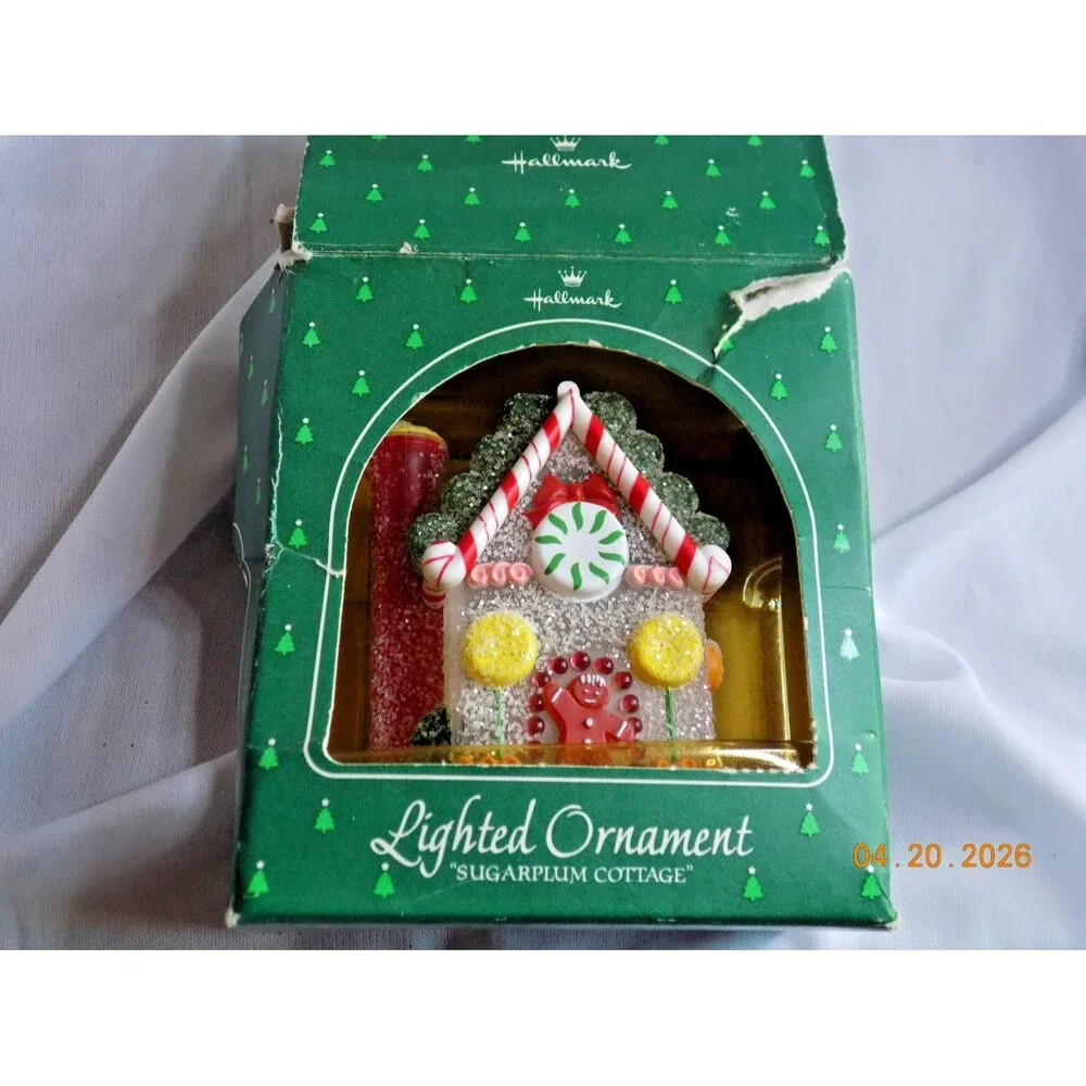Vintage Sugar Plum Cottage Hallmark Christmas Ornament Sugared Gumdrop 1984